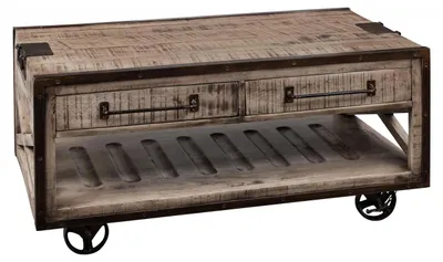 Produktbild von MASSIVMOEBEL24.DE Couchtisch Mango 112x61x55 braun lackiert HEAVY INDUSTRY #262