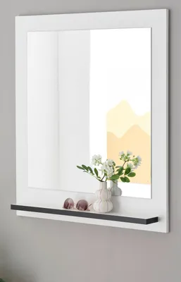 Produktbild von Garderobenspiegel mit Ablage "Design-D" in weiß 79 x 89 cm