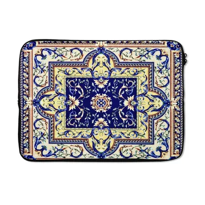Produktbild von MuchoWow® Laptop Hülle 14 ZollPerserteppich - Teppich - Muster - Blau Laptoptasche - Laptoptasche - Stoßsicher - Schutzhaube