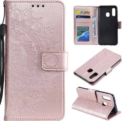 Obrázek produktu pro Samsung Galaxy A20e Pouzdro na mobilní telefon Ochranný kryt Flipové pouzdro Mandala Rose Gold
