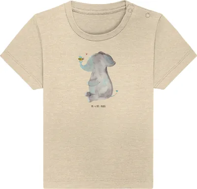 Produktbild von Mr. & Mrs. Panda Babyshirt Elefant Biene 6. - 12. Monat - Natural Raw - Geschenk,  Baby Shirt, Liebesspruch, T-Shirt, Hochzeitsgeschenk, Heiratsantrag, Jerseyshirt