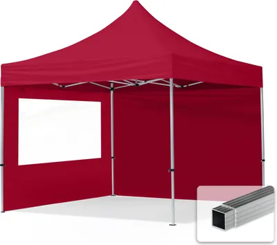 Produktbild von TOOLPORT 3x3m Aluminium Faltpavillon, inkl. 2 Seitenteile, rot