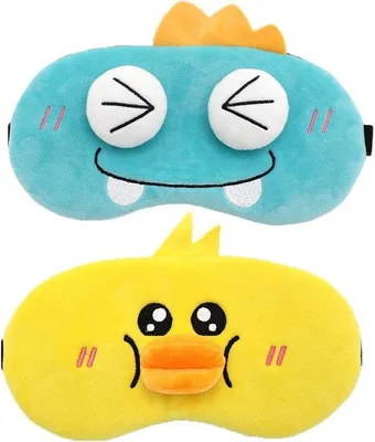 Produktbild von Famanu Schlafmaske Set für Kinder und Erwachsene - Weiches Plüsch Tierdesign