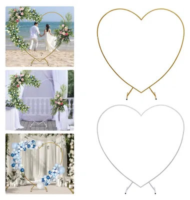Image de Arche dorée en forme de cœur pour mariage, dimensions : 200 x 50 x 210 cm