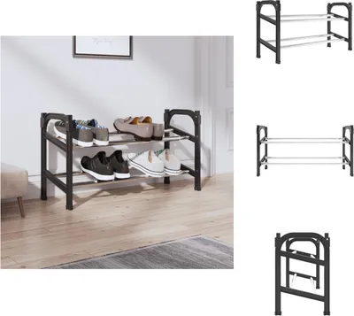 Produktbild von vidaXL Schuhregal mit 2 Ablagen Ausziehbar 119x24x37 cm -  Schuhregale & -schränke