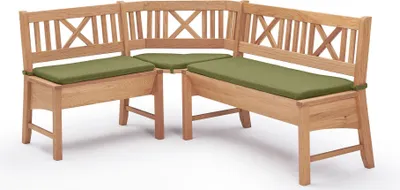 Produktbild von Eckbank Deborah aus Massivholz 135 x 204 x 87 Küchenbank massiv Buche lackiert/Grün 12147-135204-grün
