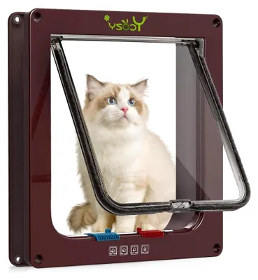 Produktbild von XL Katzentür Außengröße 27,8 x 25 cm 4-Wege-Verriegelung für Innen- und Außentüren, wetterfeste Katzenklappe für Katzen und Hunde, einfach zu installieren