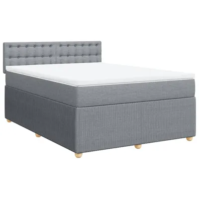 Imagen del producto de Cama con somier y colchón de la marca vidaXL, color gris claro, dimensiones 140x190 cm, tapizada en tela