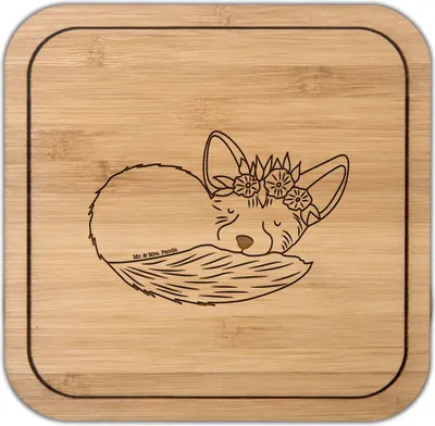Produktbild von Mr. & Mrs. Panda Untersetzer Quadratisch Wüstenfuchs Blumen - Transparent - Geschenk, kork, Tischuntersetzer, gläseruntersetzer, Wüste, Blumenkranz, Glücklich, Coaster