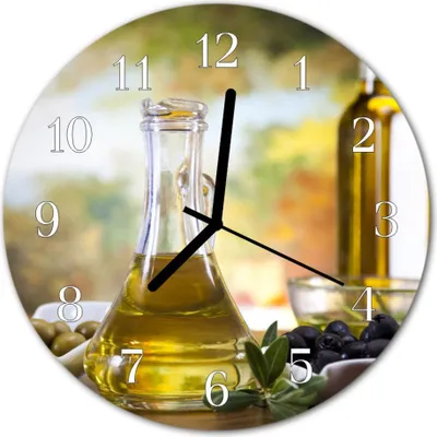 Produktbild von Glasuhr Wanduhr Küchenuhr Echt-Glas 30fi cm Oliven Öl grün