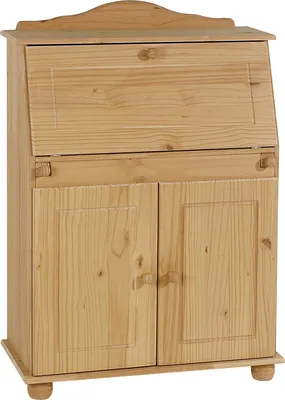 Produktbild von Sekretär DAVID aus Kiefer Massivholz, Gebeizt/Gewachst - Klappensekretär mit aufklappbarer Arbeitsfläche, Schreibtisch mit Stauraum für Büro oder Wohnzimmer im Landhausstil