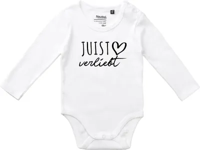 Produktbild von Huuraa Baby Body Juist verliebt 80 White  Baumwolle Fairtrade Langarmbody Geschenkidee