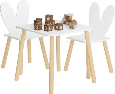 Obrázok produktu pre Detský stôl s 2 stoličkami z MDF, biely