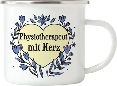 Produktbild von Physiotherapeut mit Herz Emaille Tasse Geschenkidee Zum Danke Sagen Bester Physiotherapeut