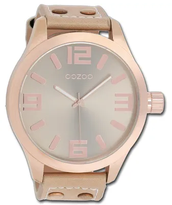 Imagen del producto de Oozoo Damenuhr: Reloj de pulsera para mujer, correa de cuero beige claro, movimiento de cuarzo, esfera analógica, modelo D3UOC1101A