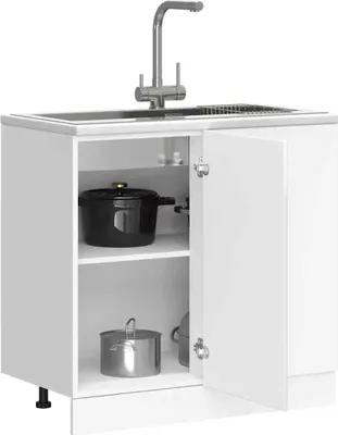 Produktbild von Möbel Küchenunterschrank „Porto“ Hochglanz-Weiß Holzwerkstoff - Küchenschränke &20983