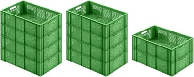Produktbild von SparSet 10x Eurobehälter Obst- und Gemüsekasten | HxBxT 17,1x40x60cm | 33 Liter | Grün | Obst-Gemüsekiste, Obstkorb, Transportbox