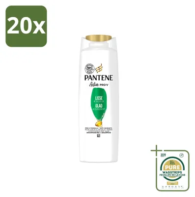 Obrázok produktu pre 20 kusov šampónu Pantene Glatt & Seidig pre kučeravé vlasy - 225 ml - balenie s rezervou - 20 kusov
