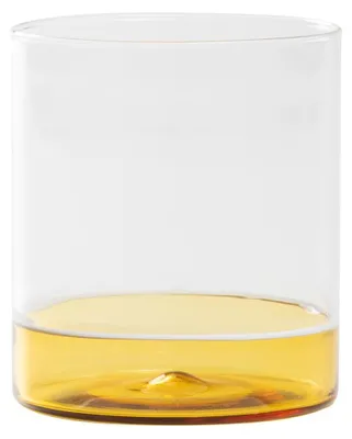 Immagine prodotto di Filo Bianco Set 4 Bicchieri Tumbler in Vetro Borosilicato Soffiato a Mano, Tecnica Incalmo, Colore Trasparente e Giallo Oro, Design Artigianale