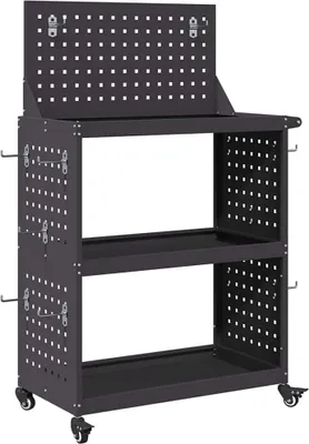 Produktbild von vidaXL Werkzeugwagen Schwarz 65 x 35 x 111 cm Kaltgewalzter Stahl