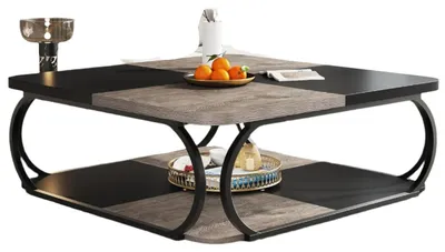 Image de Table basse - Table d'appoint - Table de salon - Table pour le salon - Double plateau - Avec espace de rangement