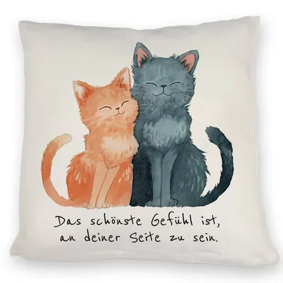 Produktbild von Katzenpaar Kissen mit Spruch An deiner Seite sein ist das schönste Gefühl