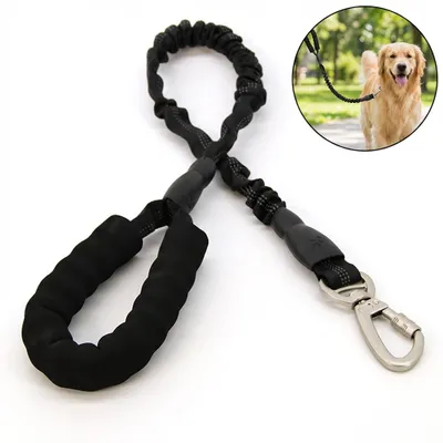 Obrázek produktu pro Reflexní odpružené vodítko pro psy 80-117 cm, černé bungee pro velká plemena