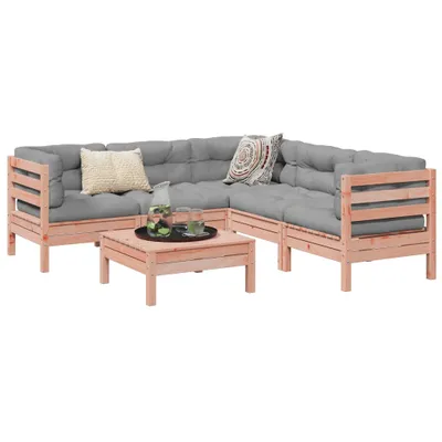 Produktbild von Schlichtes 6-tlg. Garten-Sofagarnitur mit Kissen Massivholz Douglasie Gartenmöbelset DE885353