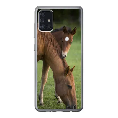 Produktbild von MuchoWow® Handyhülle Schutzhülle Hülle für Samsung Galaxy A52 5G Pferde - Gras - Porträt Silikon Softcase Handy Hülle - Umschlag