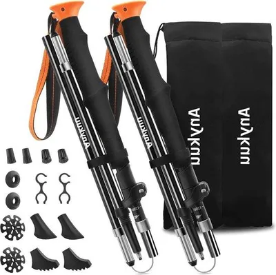 Produktbild von Famanu Wanderstöcke faltbar - schockbeständig, ultraleicht, 110-130 cm, orange