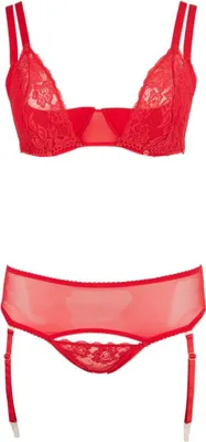 Produktbild von Cottelli CURVES BH Set mit abknöpfbaren Cups und Stringteil