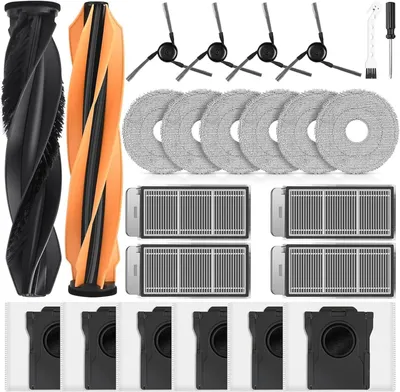 Produktbild von 24 Stück Zubehör für Dreame X50 Ultra Complete / L50 Pro Ultra / X50 Master / L40s Pro Ultra / Matrix10 Ultra Saugroboter, 6 Staubbeutel 6 Wischtücher 4 Filter 4 Seitenbürste 2 Hauptbürste, für Haushaltsreinigung