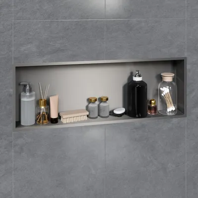 Produktbild von VILSTEIN | Duschnische 30x90 cm | Aufputz | Wandnische Edelstahl | Randloses Duschregal mit Ablagefach