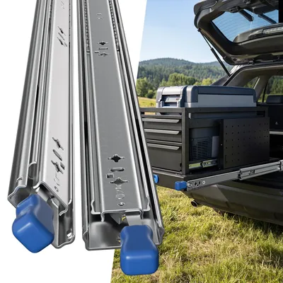 Obrázok produktu pre Ikodm, ťažké zásuvkové koľajnice, dĺžka 750 mm, nosnosť 102 kg, plný výsuv, uzamykateľné, 2 kusy