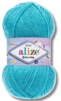 Obrázok produktu pre Alize 1x 100g priadze Sekerim Bebe Wolle, univerzálna, vhodná na pletenie a háčkovanie (farba: akvamarin - 287)
