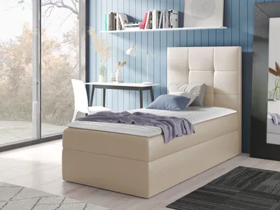 Obrázek produktu pro Hotelová jednolůžková postel 90x200 ROSALINDE - béžová , pravé provedení + topper