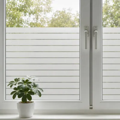 Produktbild von Fensterfolie mit Streifen - Blickdichte Sichtschutzfolie in Milchglasoptik - Selbsthaftend und UV-Schutz - 30 x 120 cm