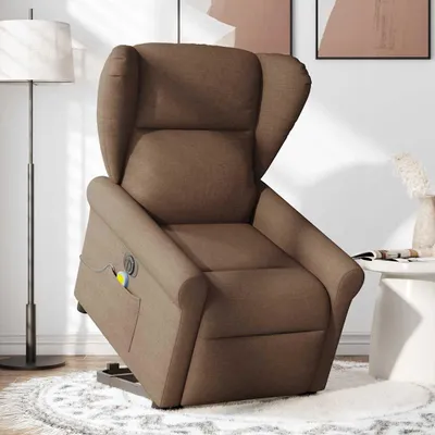 Produktbild von vidaXL Elektrischer Massagesessel mit Aufstehhilfe Braun Stoff