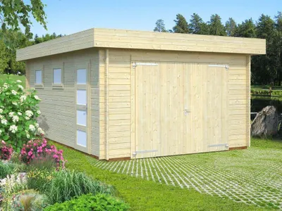 Produktbild von Einzelgarage Palmako Rasmus 19,0 m² mit Holztor 360 x 550 cm natur