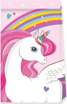 Immagine prodotto di Procos 93765 - Sacchetti festa Unicorno Colori Arcobaleno, 4 pezzi,  Mix, sacchetti di carta, compleanno, festa a tema