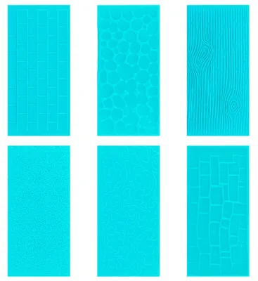 6 Fondant-Prägematten, Reliefmatten, 14,5x7 cm, blau