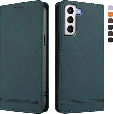 Produktbild von Hülle für Samsung Galaxy S21 5G, Retro Kunstleder Ständer Klapphülle mit Kartenfächer und Magnetische Grün