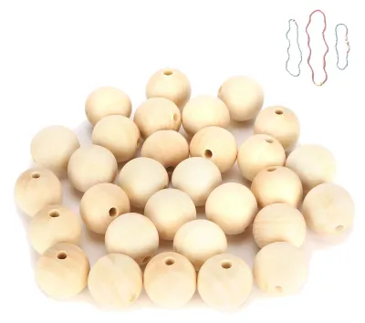 30 Holzkugeln rund 40 mm für DIY Schmuck & Basteln