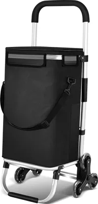 Image de Chariot à provisions Bettizia Noir, léger, pliable, fonction sac à dos, 42 x35 x 96 cm, capacité de charge 40 kg