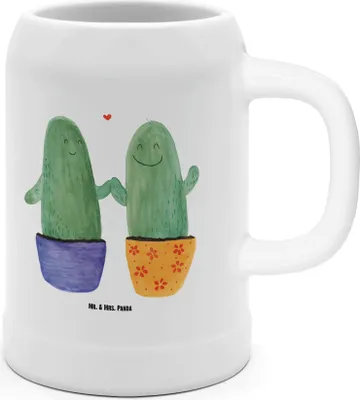 Produktbild von Mr. & Mrs. Panda Krug Kaktus Liebe - Weiß - Geschenk, Steinkrug, Tonkrug, Bier Humpen, Hochzeit, Pärchen, Seidel, Love, Trennung