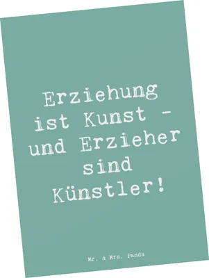 Produktbild von Mr. & Mrs. Panda Postkarte Spruch Erzieher Künstler - Meeresbrise - Geschenk, Grußkarte, Wertschätzung, Engagement, Ansichtskarte, handgefertigt, Danke sagen, Fürsorge