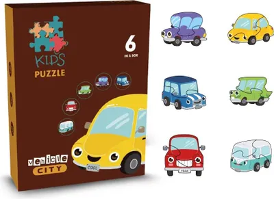 Image de PUZZLE POUR ENFANTS - VÉHICULES, 6 en 1, VILLE DES VÉHICULES - 12 PIÈCES