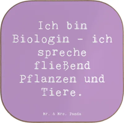 Produktbild von Mr. & Mrs. Panda Tischuntersetzer Spruch Sprechende Biologin - Lavendeltraum - Geschenk, Coaster, Untersetzer Glas, Ich bin, Gläser, Holzuntersetzer, kreative Geschenke