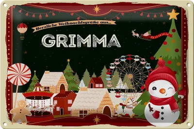 Produktbild von Blechschild Weihnachten Grüße aus GRIMMA 30x20cm