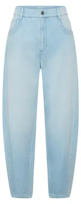 Produktbild von Hellblaue knöchellange Hose in Barrel-Form mit Five-Pocket-Design Gr. 48 aus reiner Baumwolle